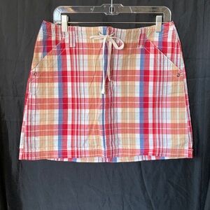 French Cuff Red and Blue Plaid Mini Skirt w short under skirt